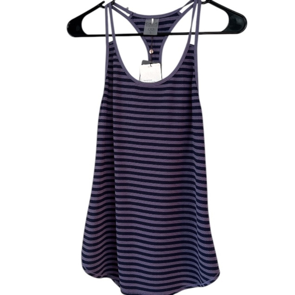 Calia workout shirt tank top racer back purple stripes moisture wicking NEW S